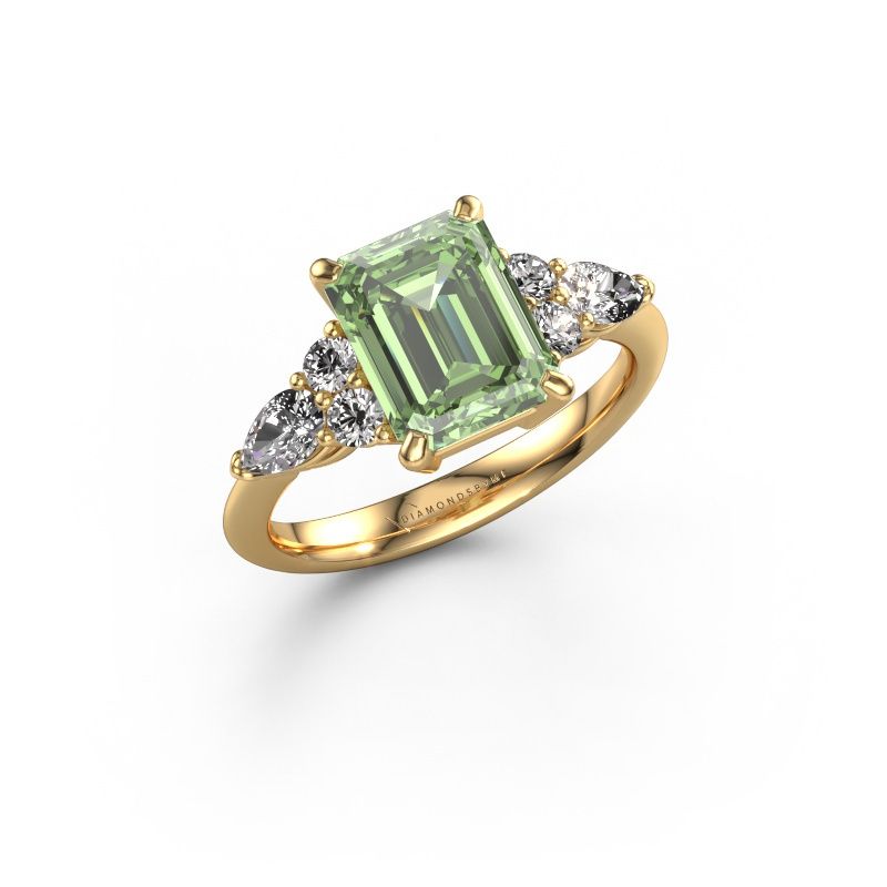 Promise ring Melani EME 585 gold green lab grown diamond 9x7 mm