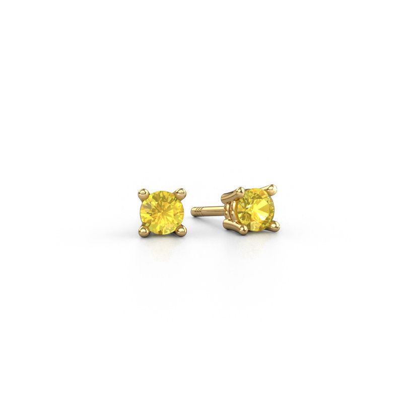 Clous d'oreilles Jannette 585 or jaune saphir jaune 4 mm