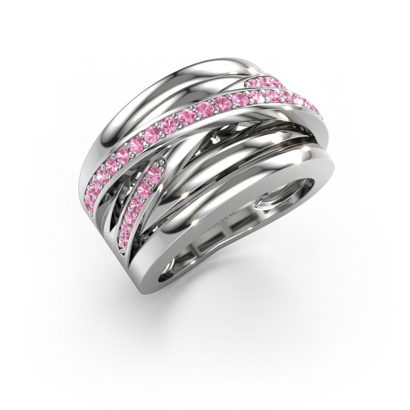 Ring Clair 3 585 white gold pink sapphire 1.5 mm