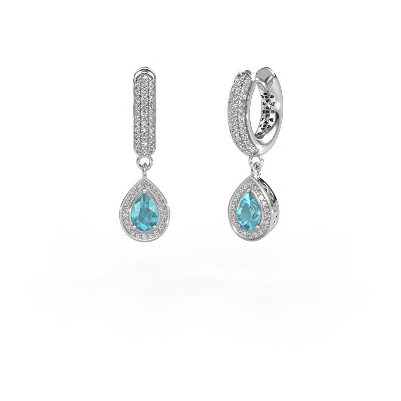 Drop earrings Barbar 2 950 platinum blue topaz 6x4 mm