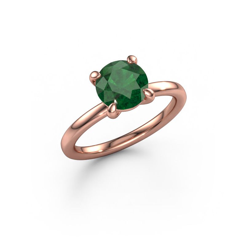 Verlovingsring Simone RND 1 585 rosé goud smaragd 7.3 mm