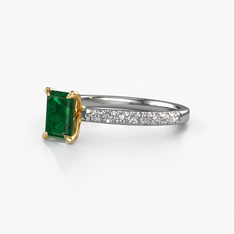 Image of Engagement Ring Crystal Eme 2<br/>585 white gold<br/>Emerald 6.5x4.5 mm