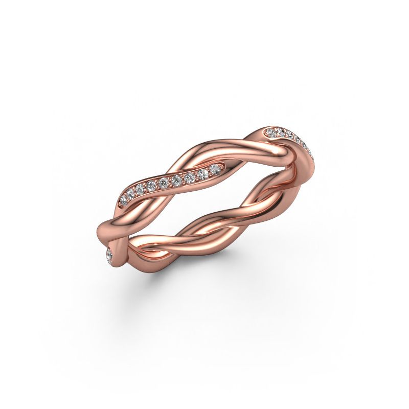 Stackable ring Swing half 585 rose gold lab-grown diamond 0.18 crt