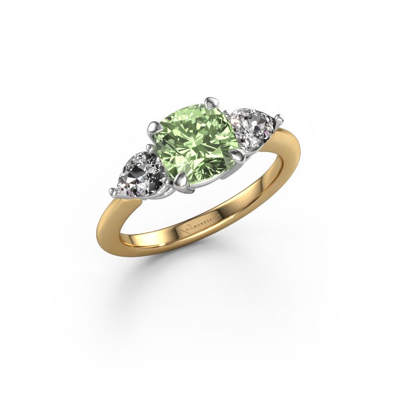 Engagement ring Chanou CUS 585 gold green lab grown diamond 7 mm