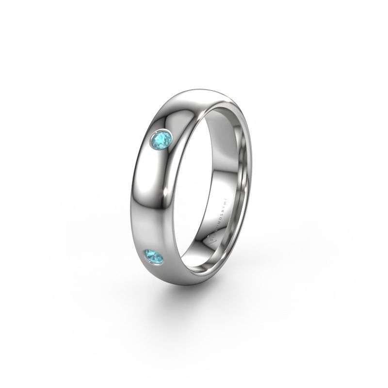 Wedding ring WH0104L35BP 585 white gold blue topaz ±5x2 mm