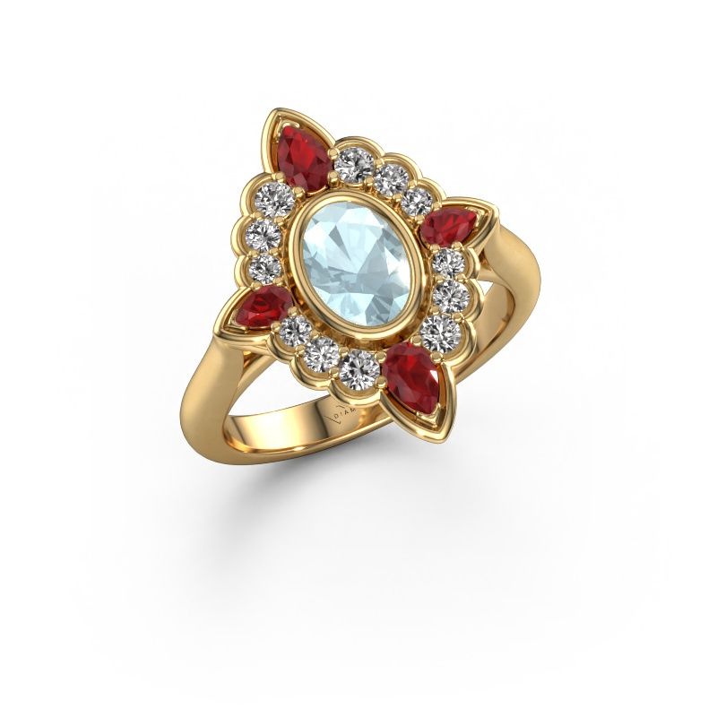 Engagement ring Door 585 gold aquamarine 7x5 mm