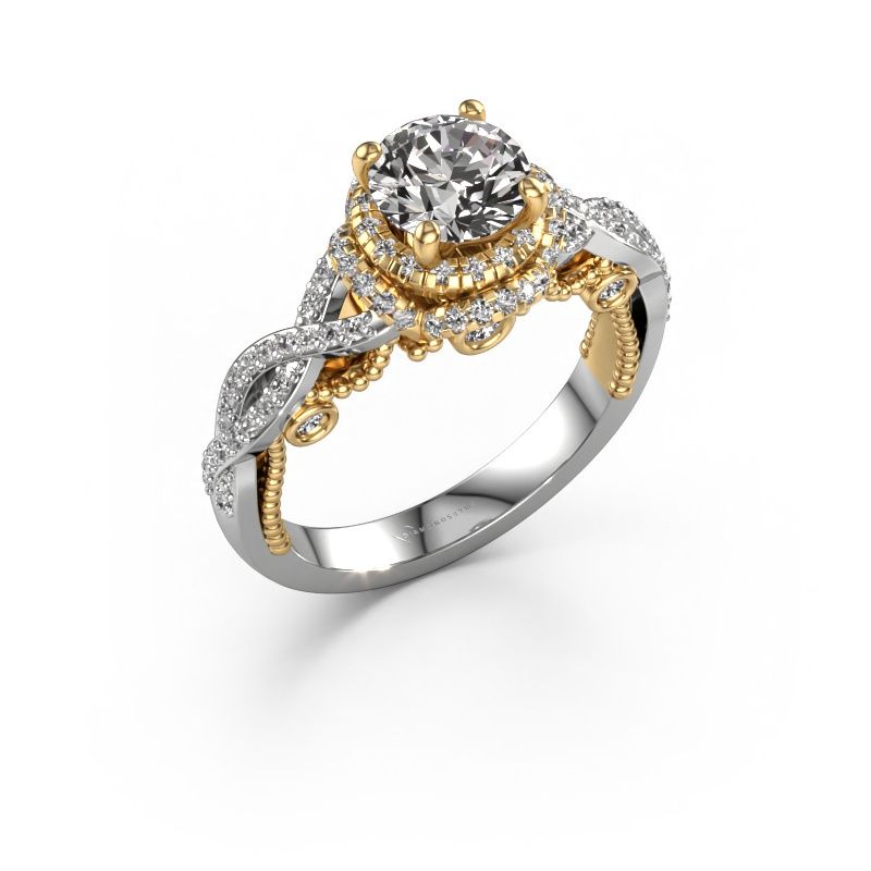 Verlovingsring Leora 585 witgoud zirkonia 6.5 mm