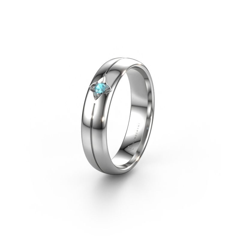 Wedding ring WH0221L35X 950 platinum blue topaz ±5x1.5 mm