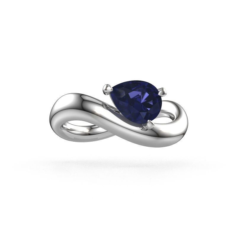 Verlovingsring Chloe PER 950 platina saffier 8x6 mm