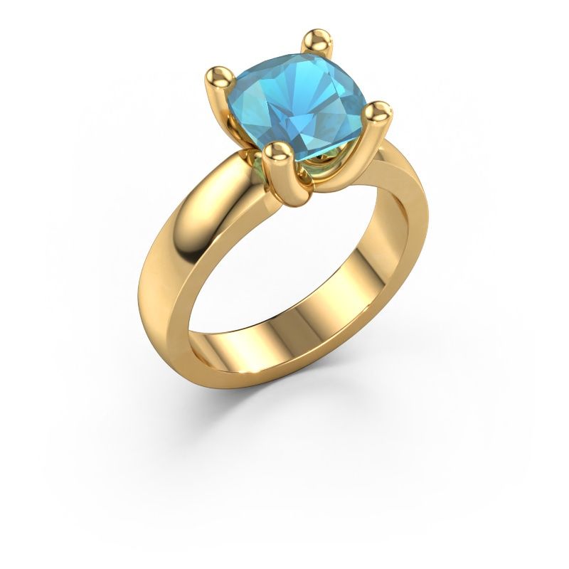 Bague Clelia CUS 585 or jaune topaze bleue 8 mm
