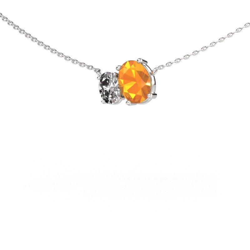 Pendant Toi et Moi OVL OVL 585 white gold citrin 8x6 mm