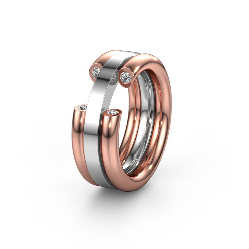 Alliance WH6018L 585 or rose diamant synthétique ±8x3 mm