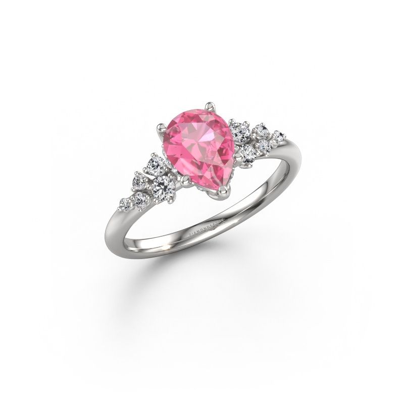 Engagement ring Emma PER 950 platinum pink sapphire 8x6 mm