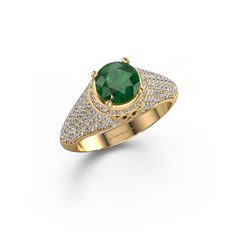 Ring Sharee 585 goud smaragd 6.5 mm