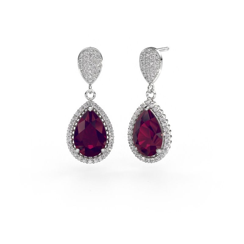 Pendants d'oreilles Tilly per 2 585 or blanc rhodolite 12x8 mm