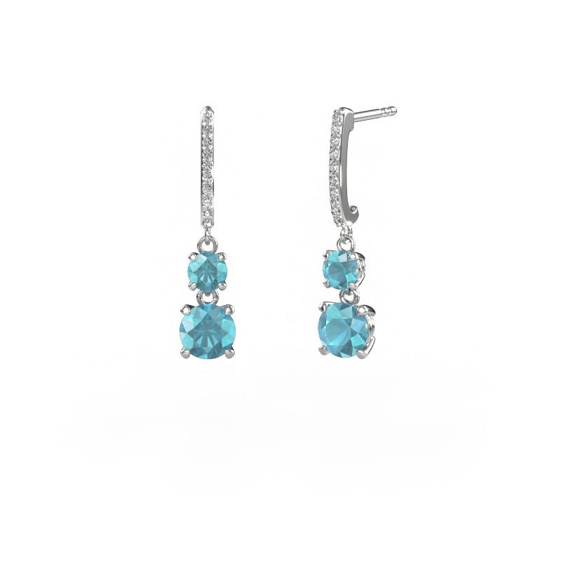 Drop earrings Tanja 2 950 platinum blue topaz 4.2 mm