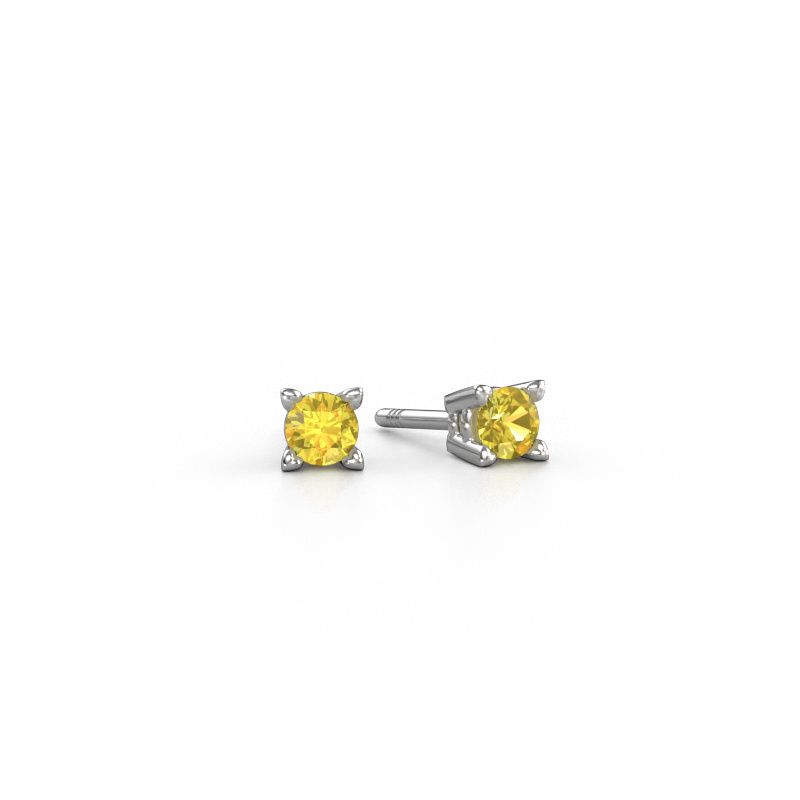 Oorknopjes Cather 950 platina gele saffier 4 mm