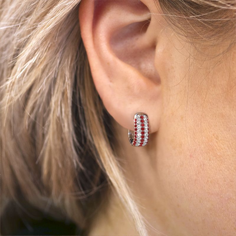 Image of Hoop earrings Danika 8.5 B 585 white gold ruby 1.1 mm