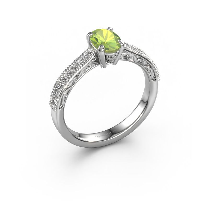 Verlobungsring Shonta OVL 585 Weißgold Peridot 7x5 mm