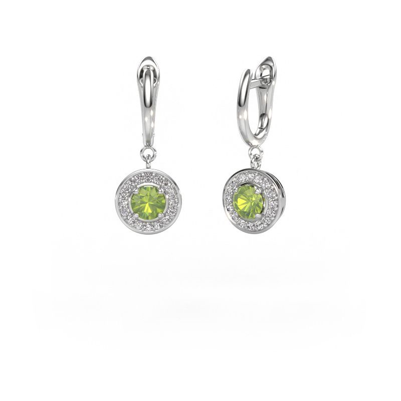Drop earrings Ninette 1 950 platinum peridot 5 mm