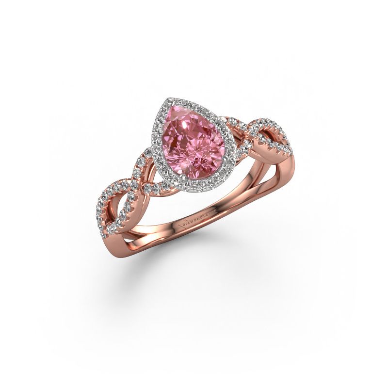 Engagement ring Dionne pear 585 rose gold pink lab grown diamond 7x5 mm
