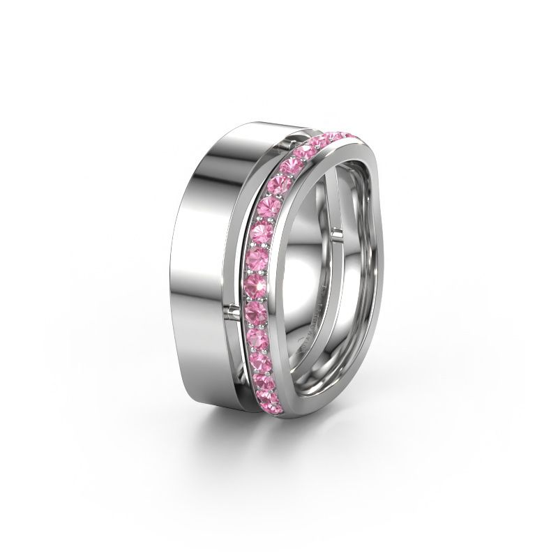 Bague de mariage WH6008L18BP 585 or blanc saphir rose ±10x2 mm