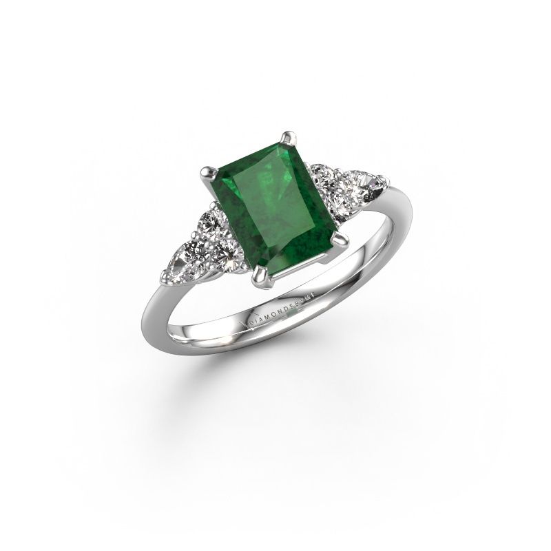 Verlobungsring Melani RAD 950 Platin Smaragd 8x6 mm