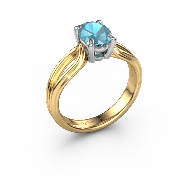 Engagement ring Antonia ovl 1 585 gold blue topaz 8x6 mm