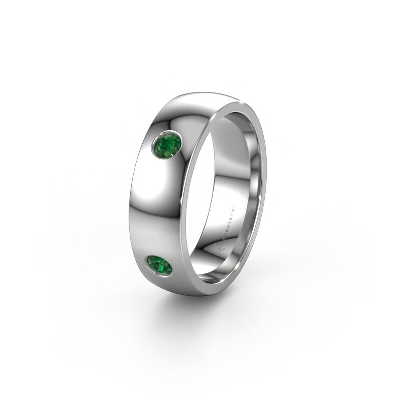 Trouwring WH0104L26BP 950 platina smaragd ±6x2 mm