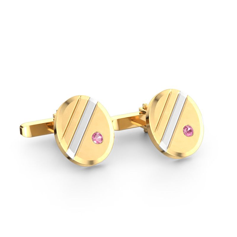 Boutons de manchettes Wesley 585 or jaune saphir rose 2.7 mm