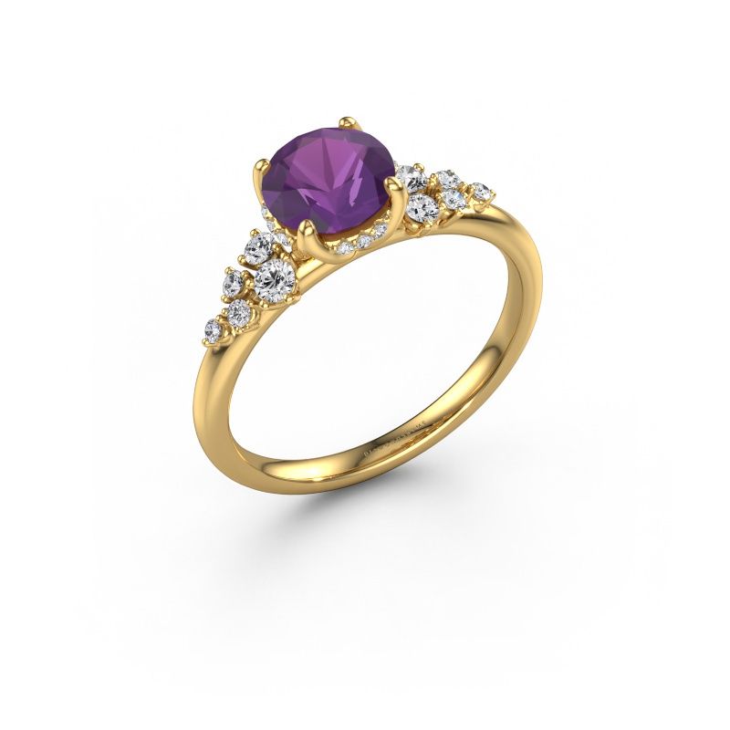 Verlovingsring Emma RND 585 goud amethist 6.5 mm