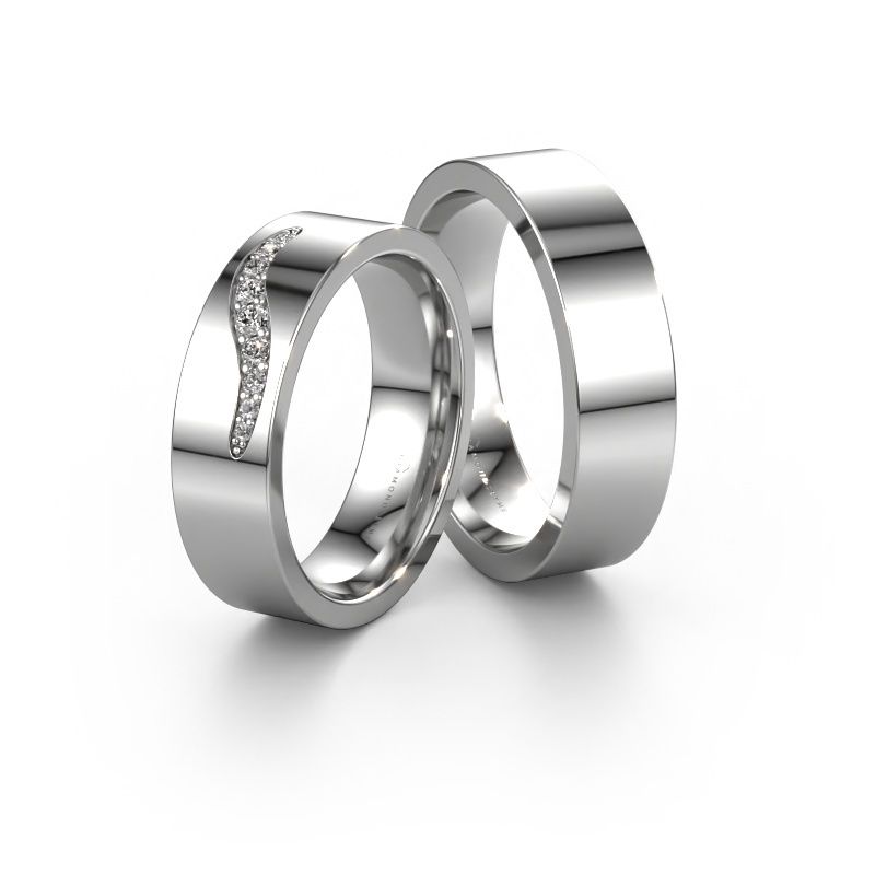 Eheringe set WH2053LM16BP ±6x2 mm 14 Karat Weißgold Diamant 0.028 crt