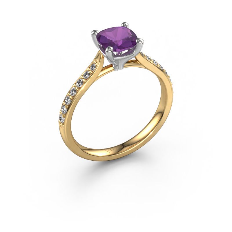 Verlovingsring Mignon CUS 2 585 goud amethist 6 mm