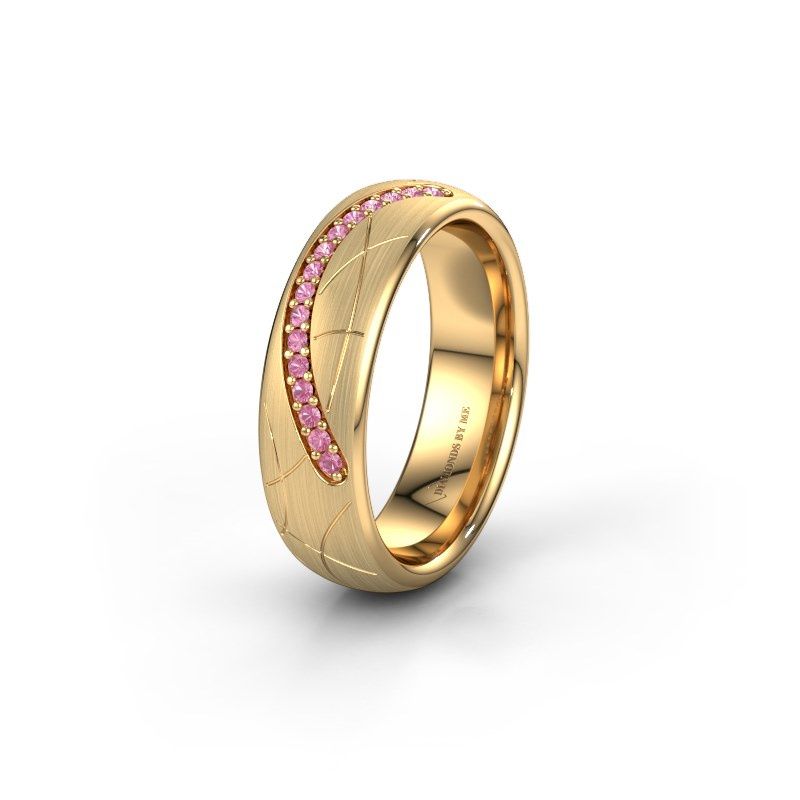 Image of Wedding ring WH2060L36CM<br/>585 gold ±6x2.2 mm<br/>Pink sapphire