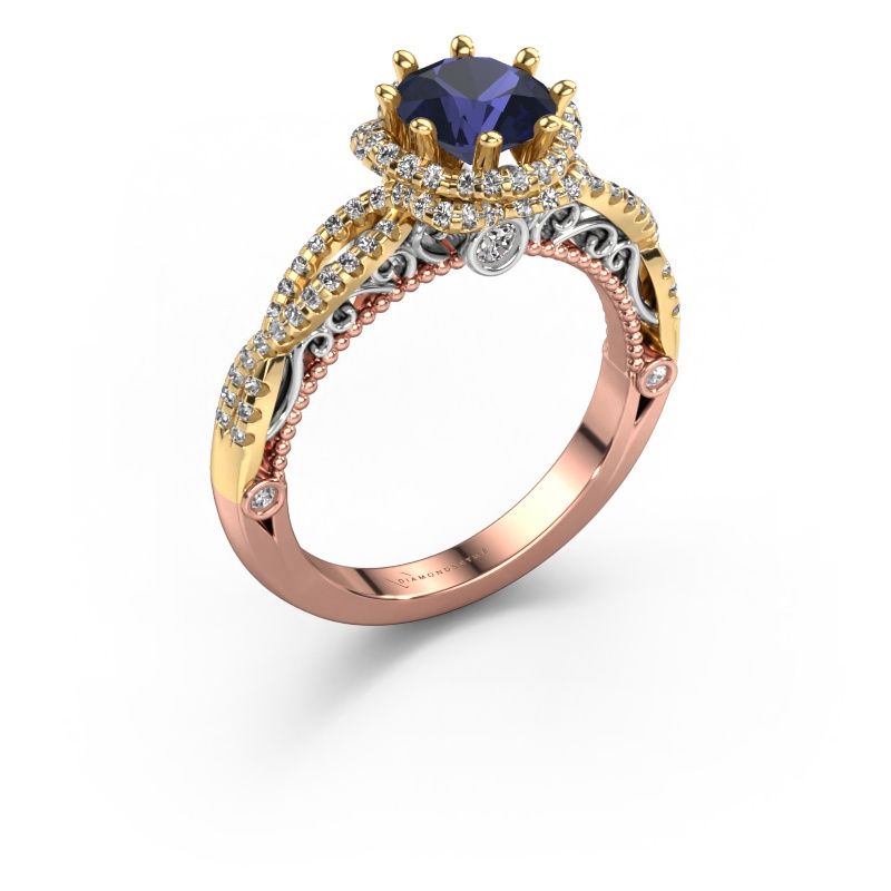 Verlovingsring Lysanne 585 rosé goud saffier 6.5 mm