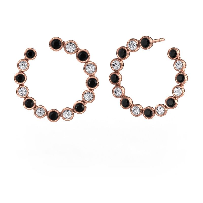 Hoop earrings Tosca 585 rose gold black diamond 2.798 crt