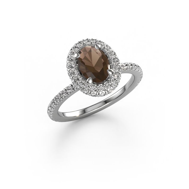 Image of Engagement ring Talitha OVL 950 platinum smokey quartz 7x5 mm