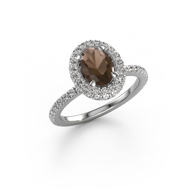 Engagement ring Talitha OVL 950 platinum smokey quartz 7x5 mm