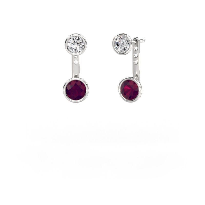 Oorbellen Halle 585 witgoud rhodoliet 6 mm