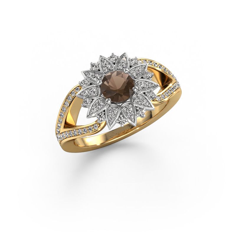 Ring Chasidy 2 585 goud rookkwarts 5 mm