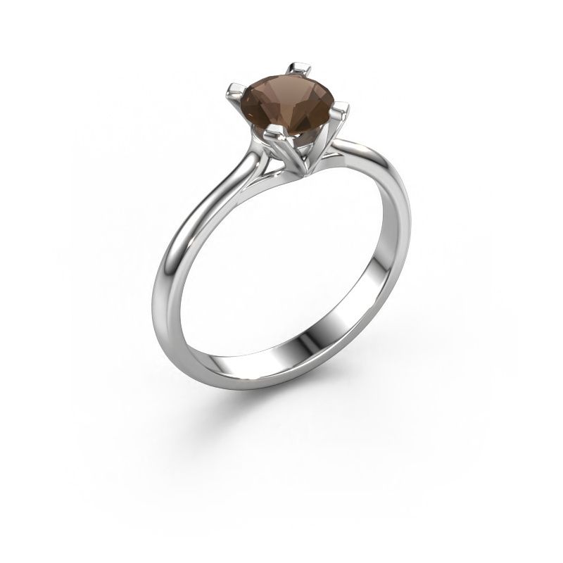 Bague de fiançailles Isa 1 585 or blanc quartz fumé 5.7 mm