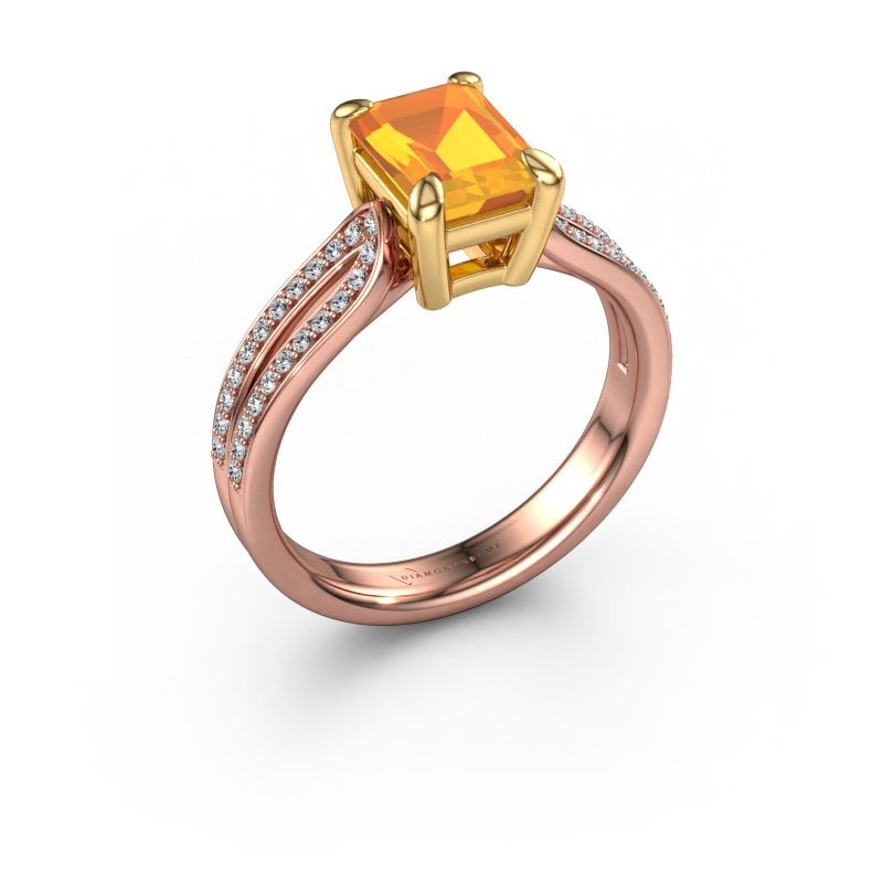 Engagement ring Antonia eme 2 585 rose gold citrin 8x6 mm