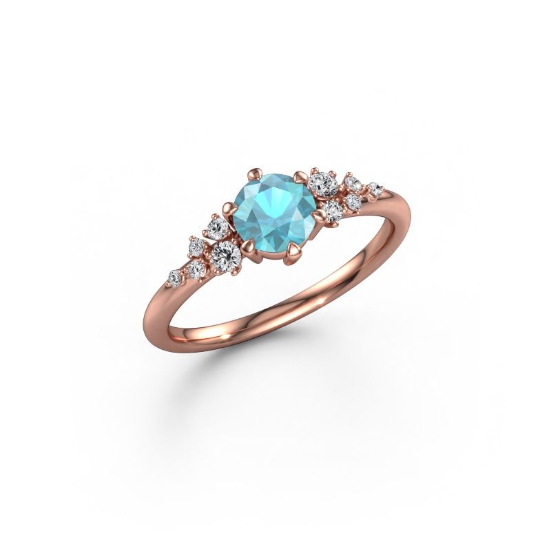 Ring Royce RND 585 rose gold blue topaz 5.5 mm