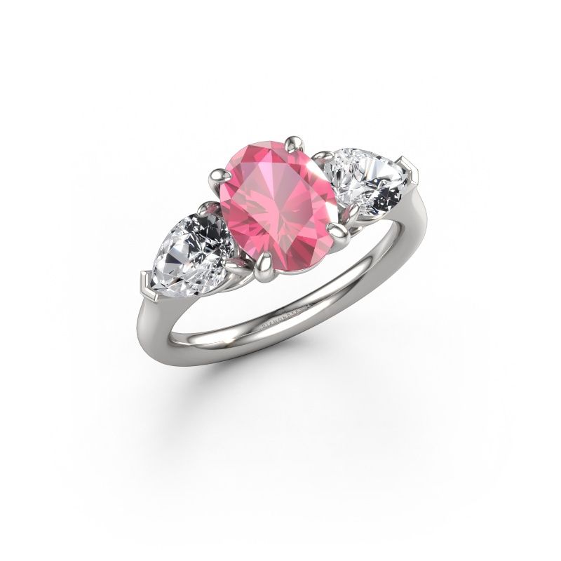 Engagement ring Carma OVL 950 platinum pink sapphire 9x7 mm