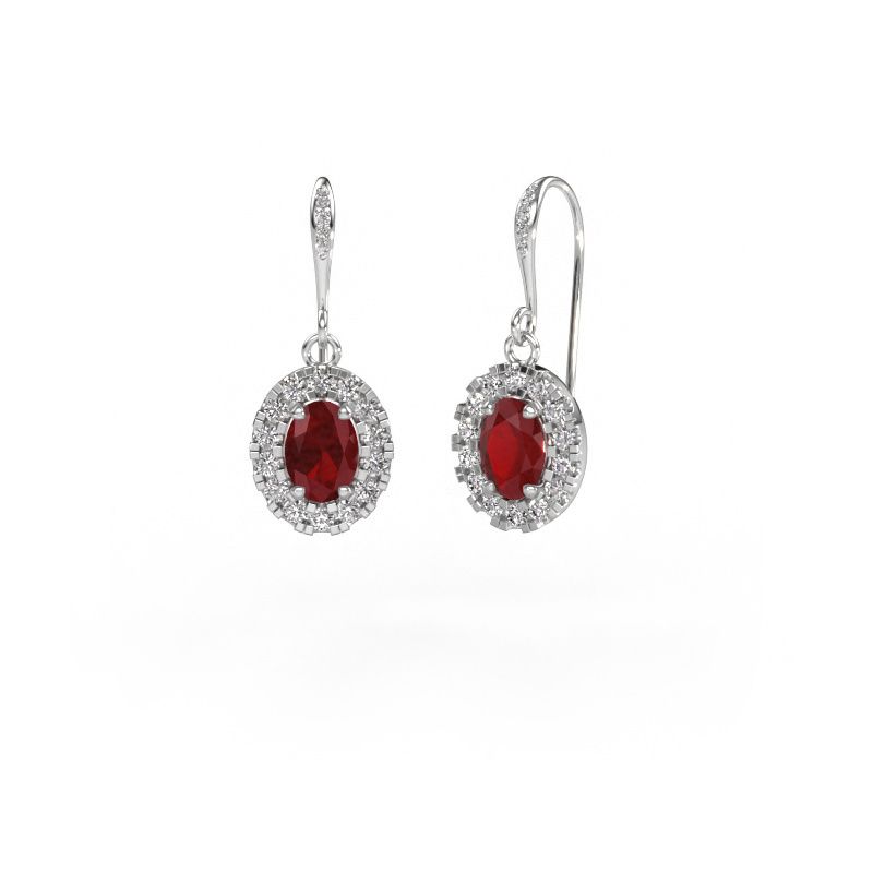 Drop earrings Jorinda 2 585 white gold ruby 7x5 mm