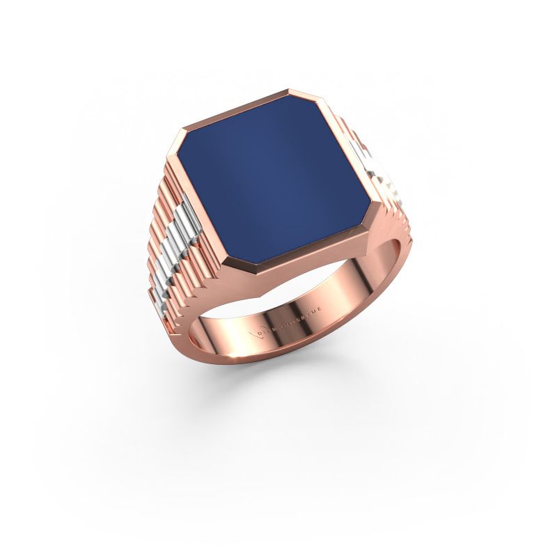 Zegelring Brent 3 585 rosé goud lapis lazuli 14x12 mm