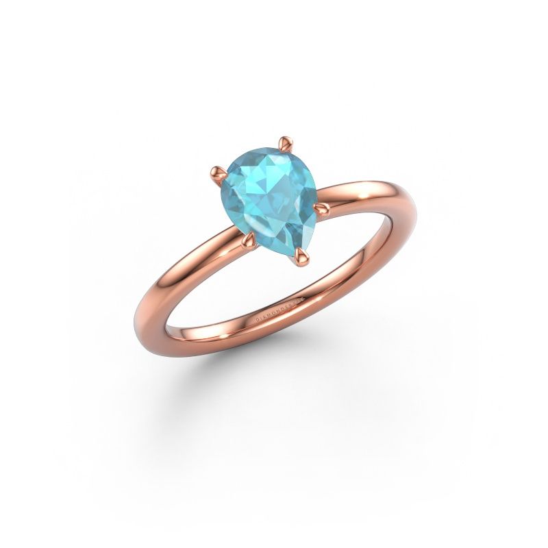 Bague de fiançailles Crystal PER 1 585 or rose topaze bleue 8x6 mm
