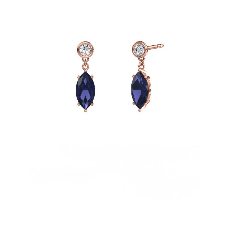 Pendants d'oreilles Lacey MRQ 585 or rose saphir 10x5 mm
