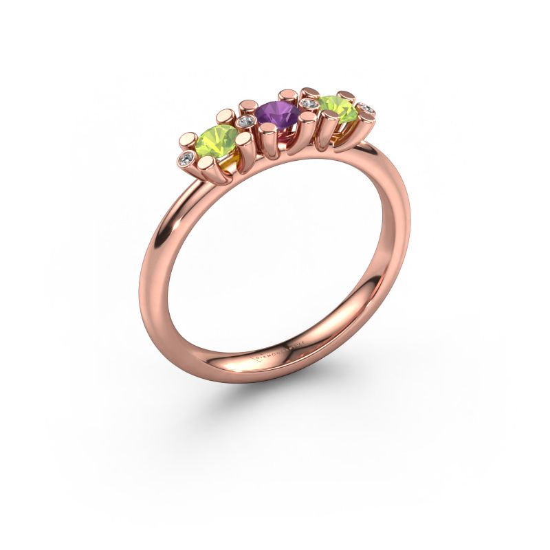 Bague Puk 2 585 or rose améthyste 3 mm