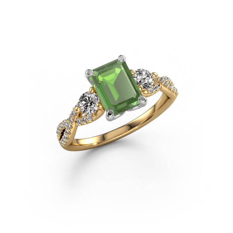 Bague de fiançailles Marilou EME 585 or jaune vert tourmaline 8x6 mm